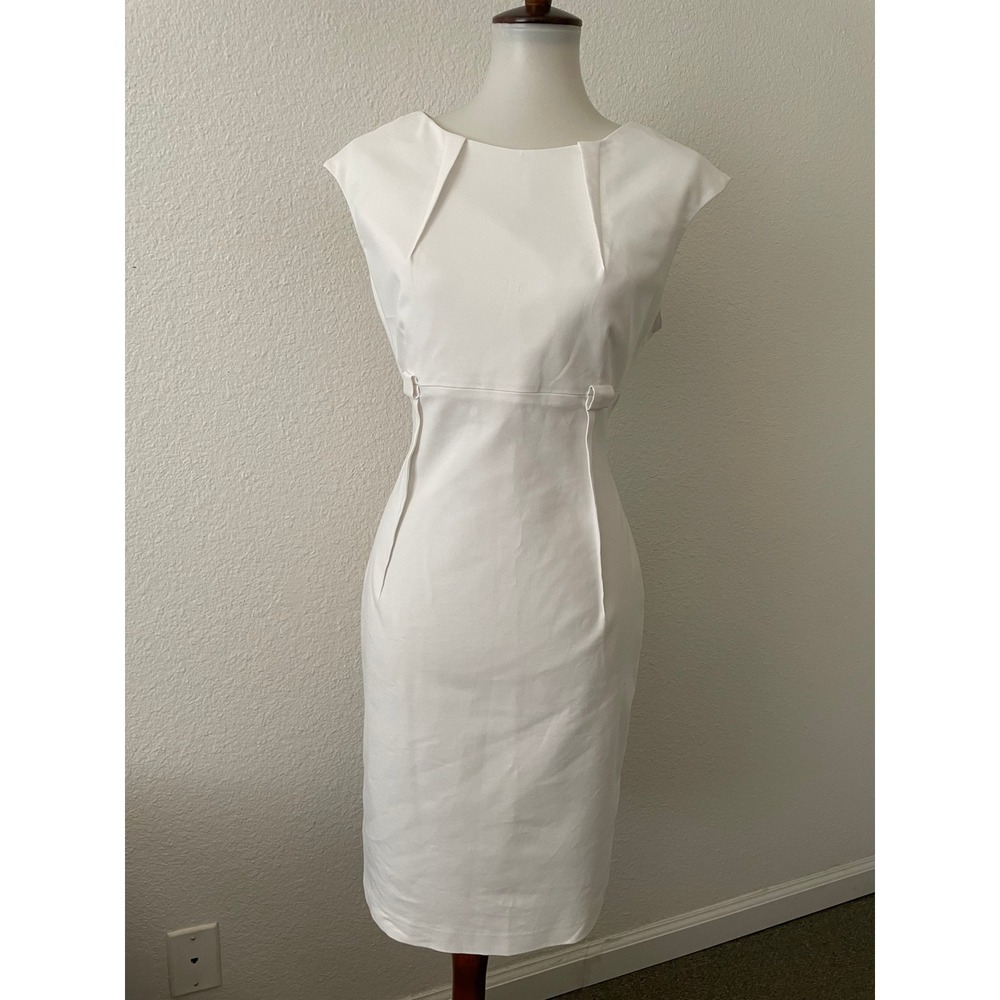 Calvin Klein Sheath Dress Women 10 Pleated Tailored Quiet Luxury Corpcore